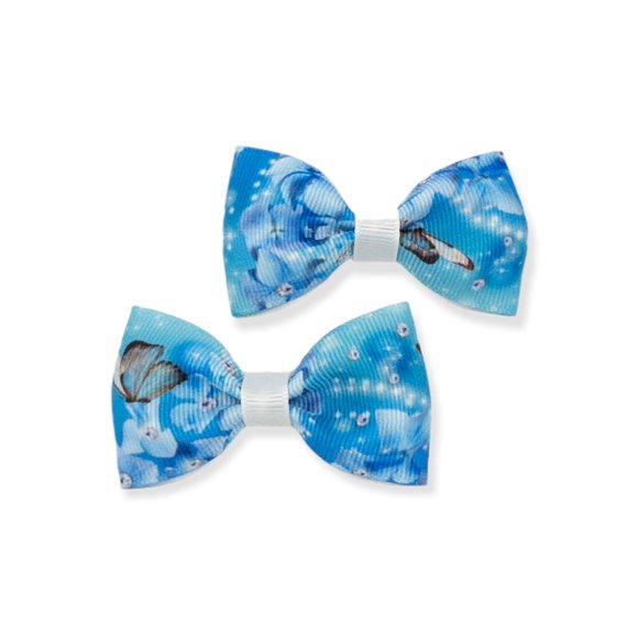 2PCs Handmade 2.5" Floral Print Hair Bows for girls or pets - Picture 9 of 15